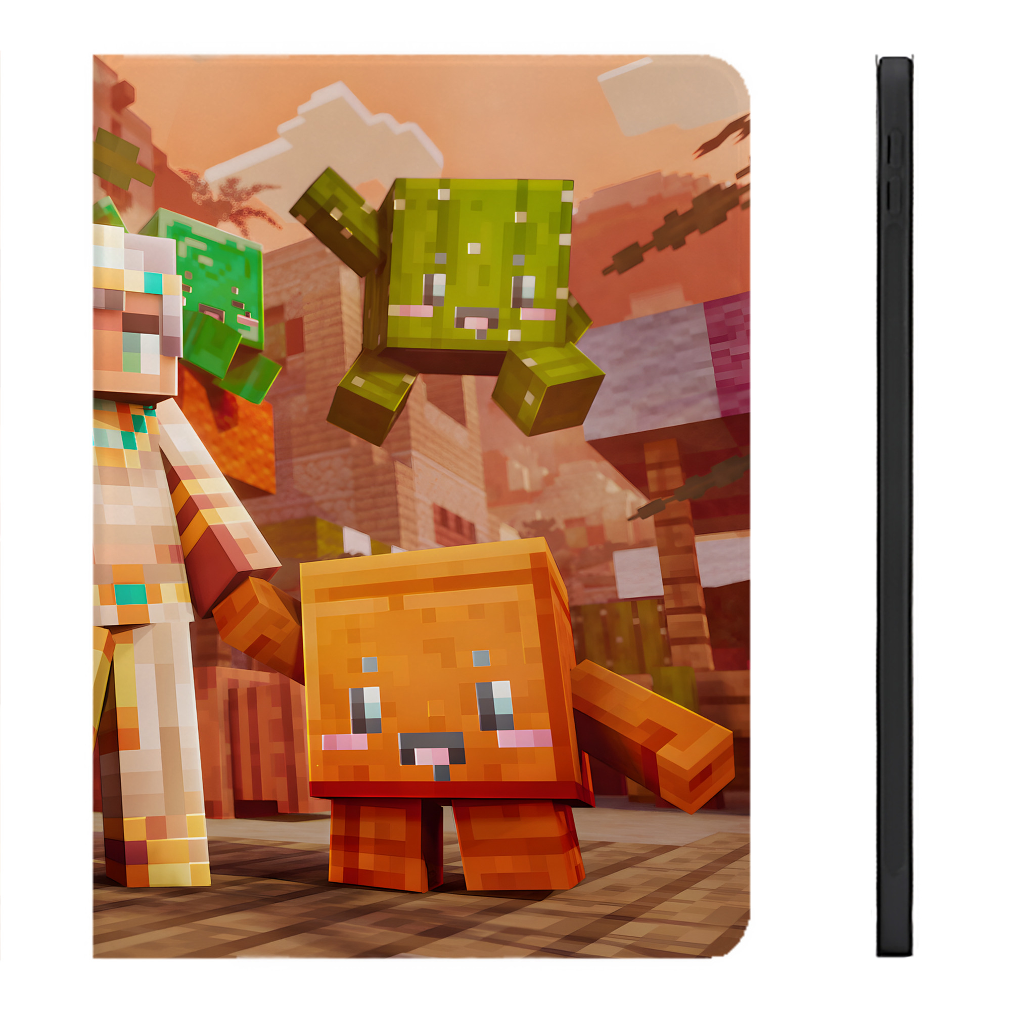 （画像用） マインクラフト ブロックの世界 Minecraft MC Block world IPadケース ペンホルダー付き ブックスタイルデザイン